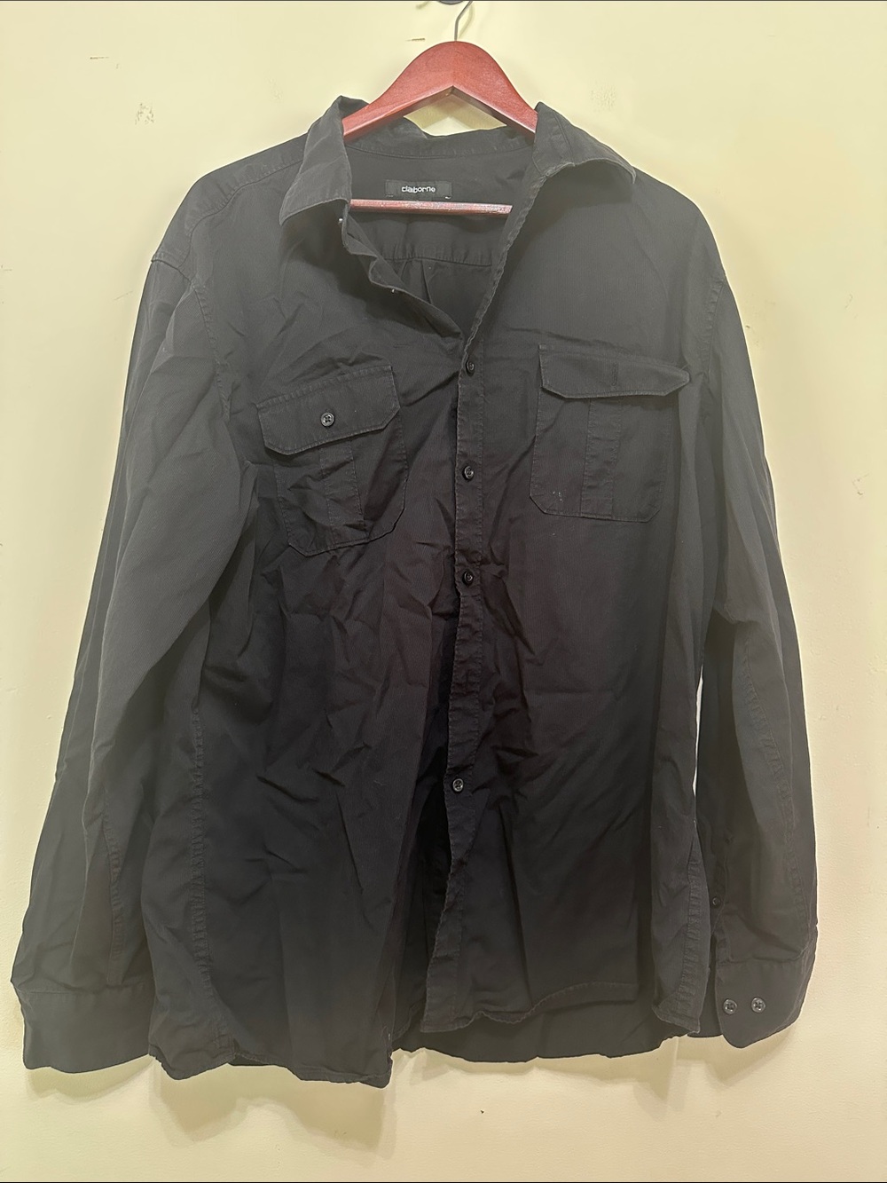 Claiborne Black Lightweight Shirt Jacket with Chest Pockets